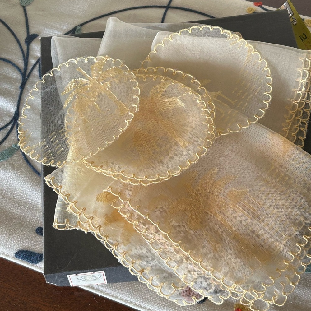 Elegant Gold Sheer Doilies Set